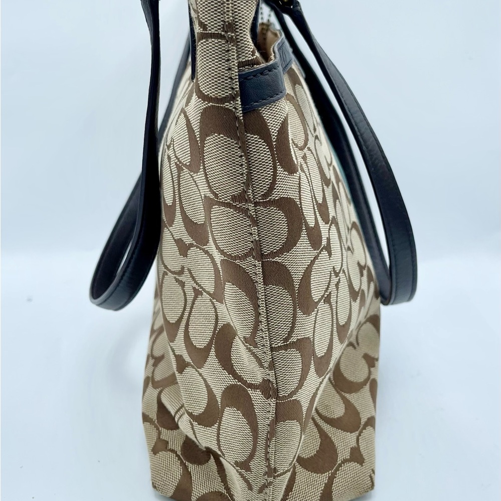 Coach Signature Brown and Teal Tote - Picture 6 of 17